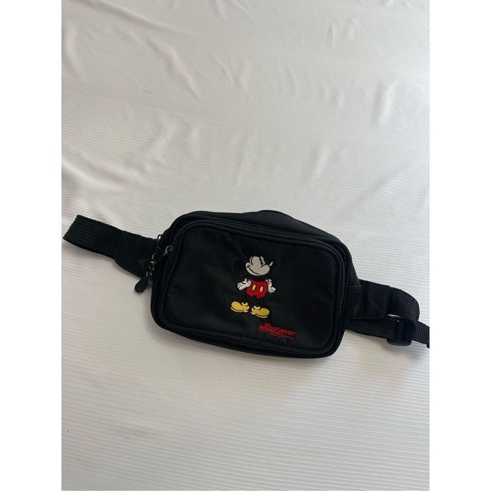 Walt Disney World Parks Embroidered Mickey Mouse Blk Fanny Pack Belt Bag Purse